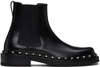 Valentino M-way Rockstud Ankle Boot In Calfskin Leather In 0no Nero