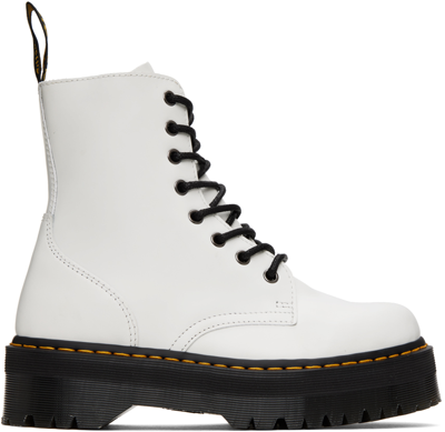 Dr. Martens White Jadon Platform Boots In White Smooth