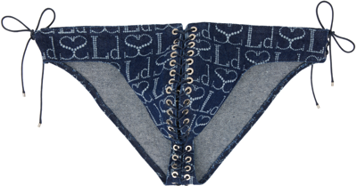 Ludovic De Saint Sernin Indigo Monogram Denim Briefs In Blue