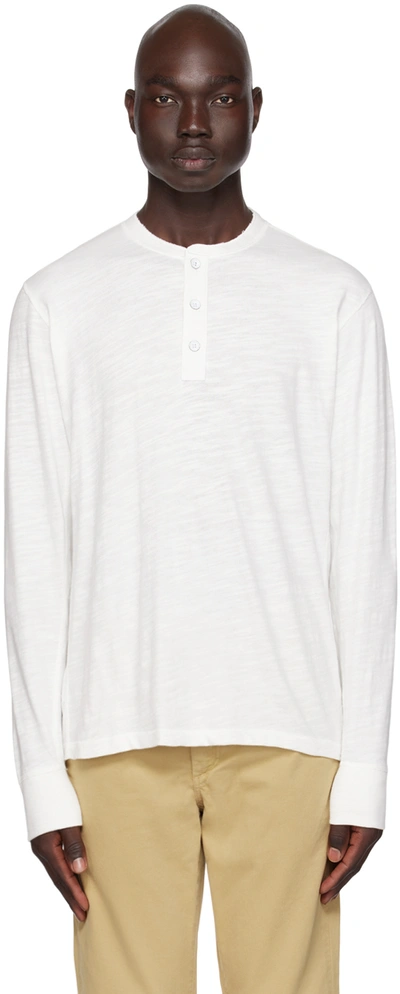 Rag & Bone White Classic Flame Henley In Wht