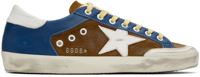 Golden Goose Blue & Brown Super-star Sneakers In 82391 Brown/bluette/