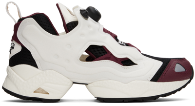 Reebok White & Burgundy Instapump Fury 95 Sneakers In White A/khaki