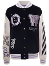 Off-white Varsity Bomber Jacket With Patches In Black
