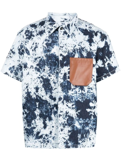 Ferrari Tie-dye Patterned Shirt In Denim