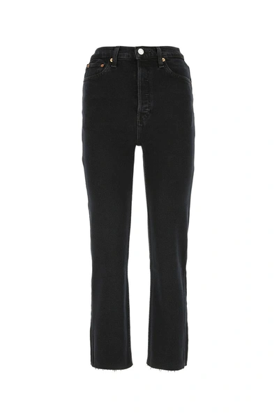 Re/done 70s Stove Pipe Jeans In Washed Noir In Jetblueblack