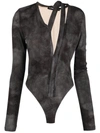 Y/project Woman Bodysuit Lead Size 8 Viscose, Elastane In Grey