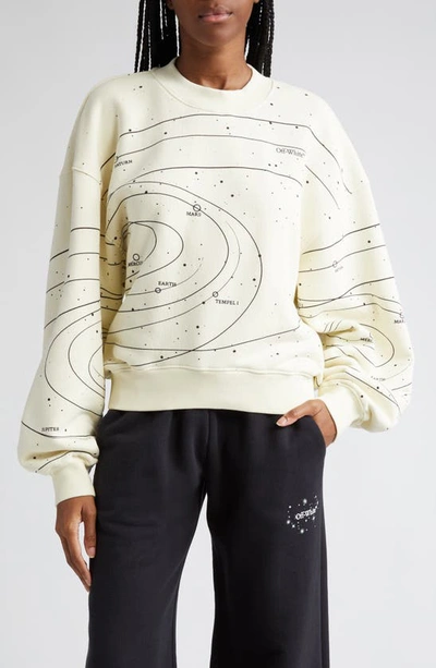 Off-white Solar System Cotton Sweatshirt In Beige Black