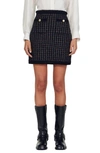 Sandro Vella High Waist Tweed Skirt In Black