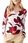 SANCTUARY PRINT SPLIT NECK KNIT TOP