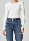 Citizen Of Humanity Bina Crewneck Top In Canvas In White