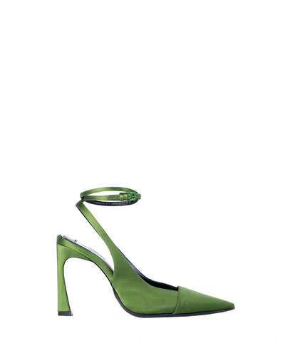 Victoria Beckham Pointed Toe Satin Pump In Green