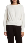 T Tahari Scuba Blouson Sweatshirt In White