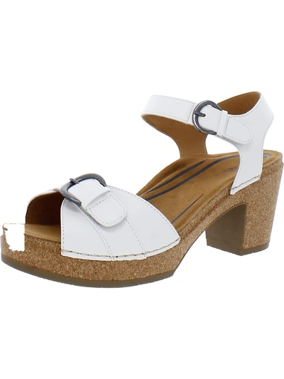 Aetrex Tory Womens Leather Adjustable Platform Sandals In White