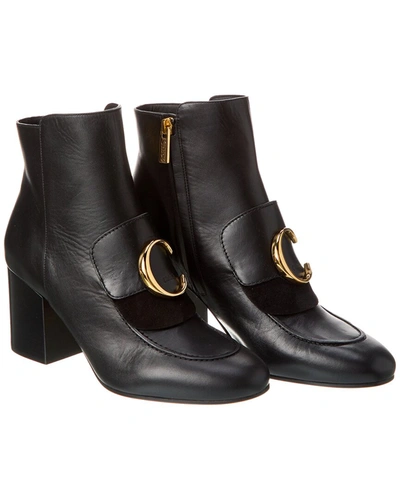 Chloé C Laurena Leather Bootie (authentic ) In Black