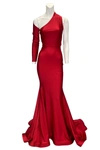 ISSUE NEW YORK ONE SLEEVE EVENING GOWN IN RED