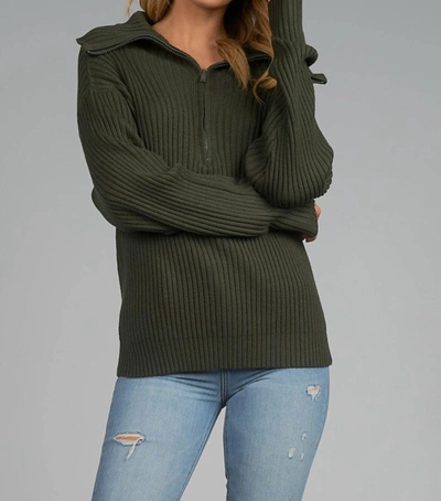 Elan F22 Sweater Zipper In Olive In Green