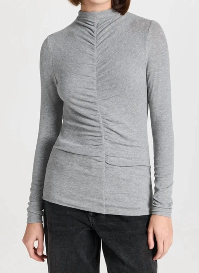 Veronica Beard Theresa Ruched Jersey Turtleneck Sweater In Heather Grey