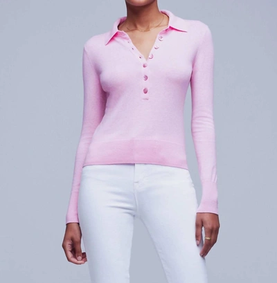 L Agence Sterling Collared Sweater In Pink