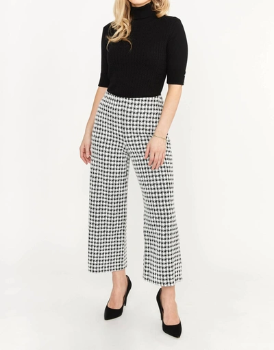 Frank Lyman Houndstooth Wide Leg Pant In Black/off White In Multi