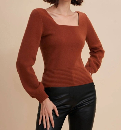W. Cashmere Grace Square Neck Sweater In Sienna In Gold