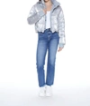 BLUE REVIVAL IN THE MIX SHINY PUFFER JACKET IN METALLIC/DENIM