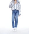 Blue Revival In The Mix Denim Shiny Puffer Jacket In Multi