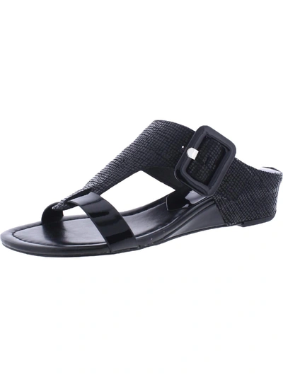 Donald J. Pliner Ofelia Womens Adjustable Cork Wedge Sandals In Black
