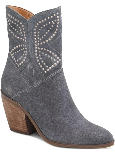 Lucky Brand Lakelon Womens Suede Studded Cowboy, Western Boots In Grey