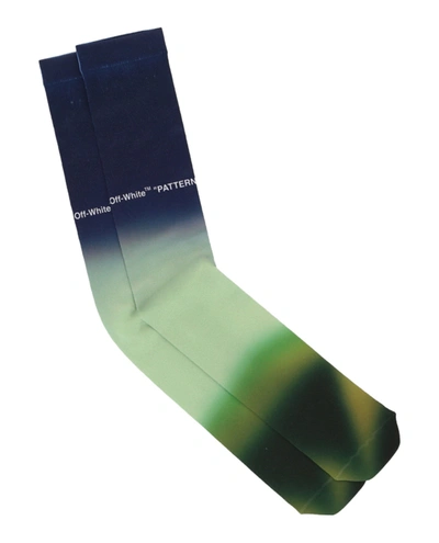 Off-white Blurred Logo Long Socks In Green
