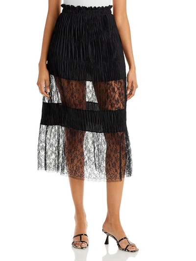 Jason Wu Collection Pleated Lace Skirt In Black