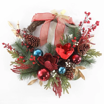Safavieh Faux 28 Inch Magnolia Oval Wreath W/ Ornaments & Bow