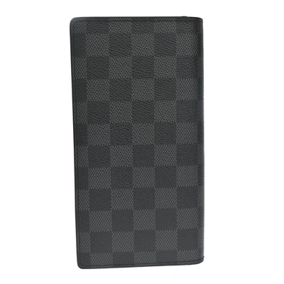 Pre-owned Louis Vuitton Portefeuille Brazza Canvas Wallet () In Black