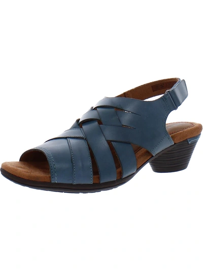 Cobb Hill Laurel Womens Leather Woven Slingback Sandals In Blue