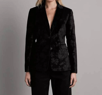 Rag & Bone Razor Floral-print Cotton-blend Velvet Blazer In Black