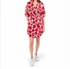 Emily Mccarthy Palmer Dress In Red Col Cheetah In Multi