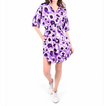 Emily Mccarthy Palmer Dress In Purple Col Cheetah In Multi