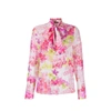 Versace Bow Neck Detail Printed Shirt