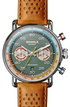 SHINOLA LAP 6 CANFIELD SPEEDWAY CHRONOGRAPH LEATHER STRAP WATCH, 44MM