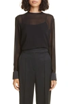 Max Mara Layered Chiffon Blouse In Black