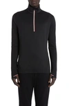 Moncler High Collar Knit Sweatshirt Contrast Trim In Black