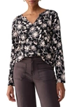 SANCTUARY PRINT SPLIT NECK KNIT TOP