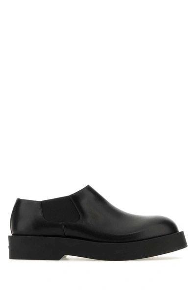 Jil Sander Box Leather Low Shoes In Black