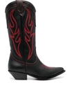 Sonora Embroidered Suede Western Boots In Black