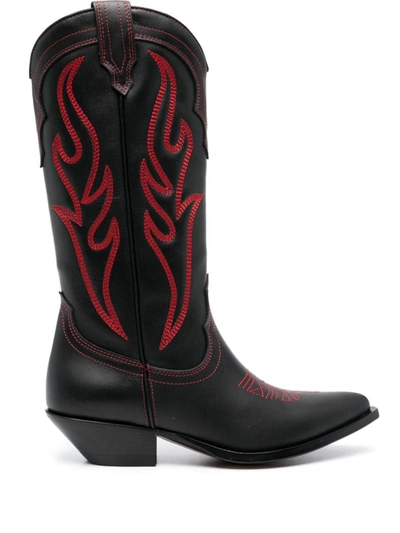 Sonora Embroidered Suede Western Boots In Black