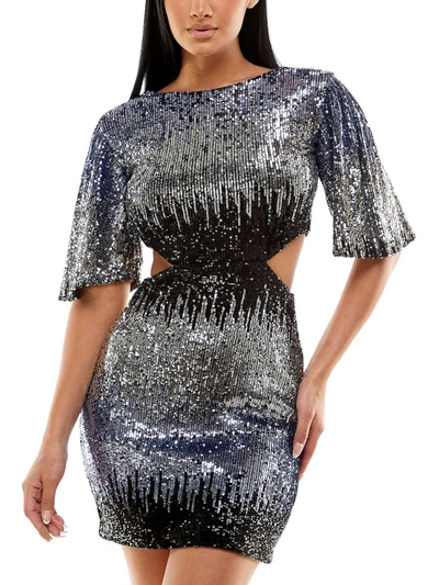 B Darlin Womens Cutout Mini Cocktail And Party Dress In Silver