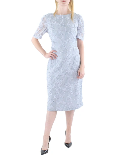Xscape Womens Lace Midi Sheath Dress In Grey