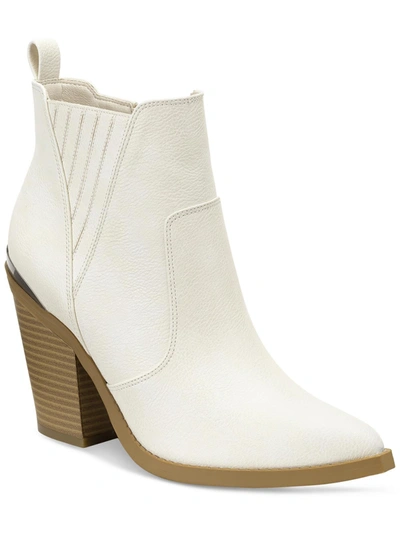 Sun + Stone Abiigail Womens Faux Leather Pointed Toe Ankle Boots In White