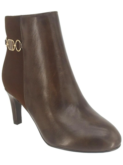 Impo Neena Womens Faux Leather Embellished Ankle Boots In Brown