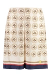Gucci Equestrian Print Silk Twill Shorts In Ivory