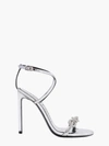 Tom Ford 105 Crystal Chain Sandals In Metallic Leather In Silver